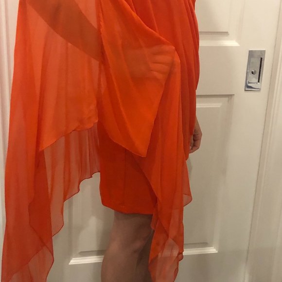 Orange one-shoulder mini dress - Picture 3 of 5